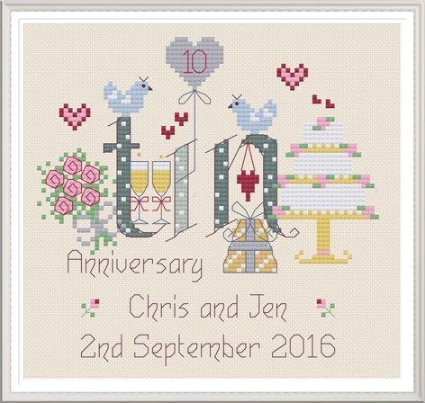 Tin Anniversary 10 Years - Nia Cross Stitch 