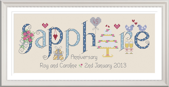 Sapphire Anniversary 45 Years - Nia Cross Stitch