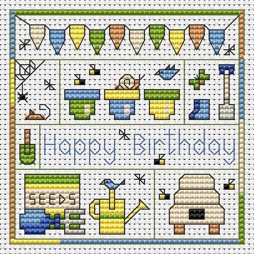 Garden Birthday Cross Stitch Card