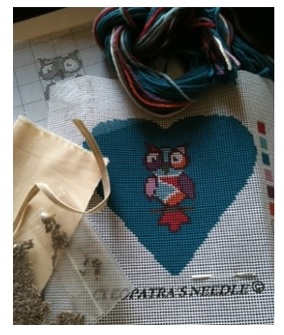 Funky Owl Lavender Heart Tapestry 
