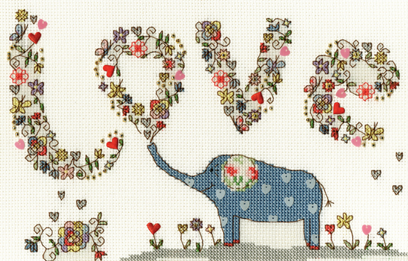 Love Elephant Cross Stitch Kit - Bothy Threads