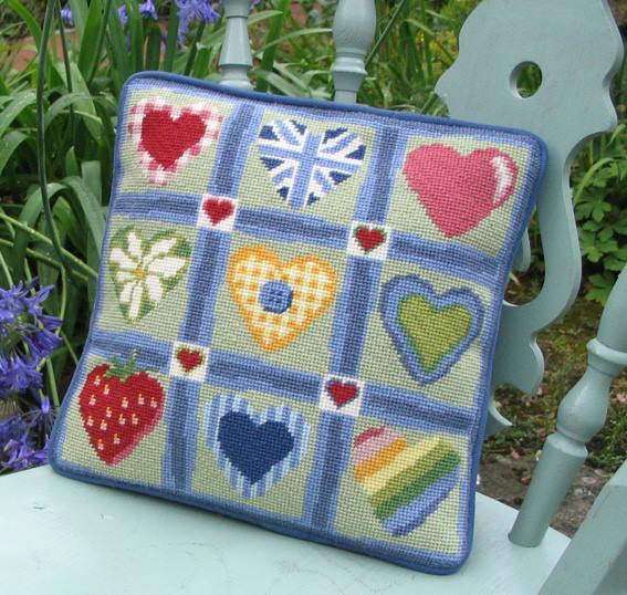 Patch Hearts Tapestry Kit (Plain Canvas)