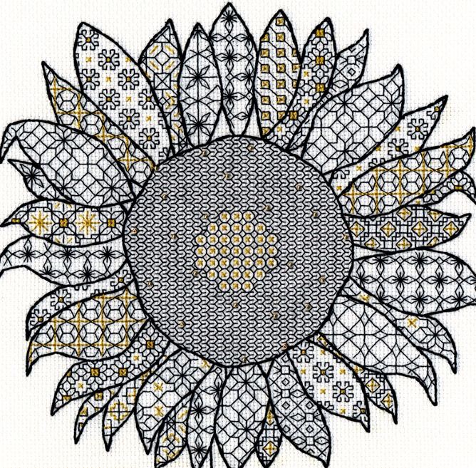 Sunflower Blackwork Embroidery - Bothy Threads