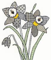 Daffodils Blackwork Embroidery - Bothy Threads