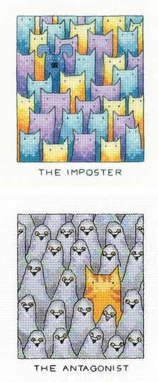 The Imposter and The Antagonist - Set of 2 Cat cross stitch kits