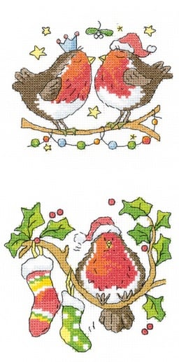 Christmas Kiss and Round Robin - Set of 2 Cross Stitch