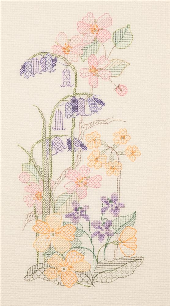 Spring Seasons Panel - Cross Stitch & Blackwork