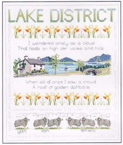 Lake District Cross Stitch Sampler - William Wordsworth Daffodils Poem