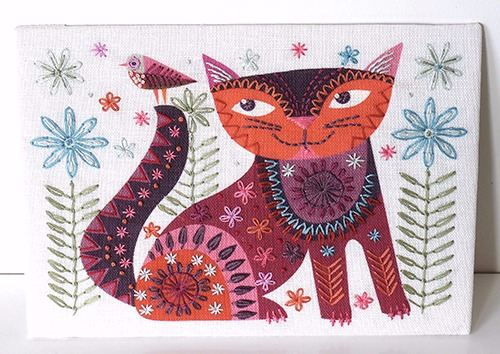Brown Cat Embroidery Kit - Nancy Nicholson