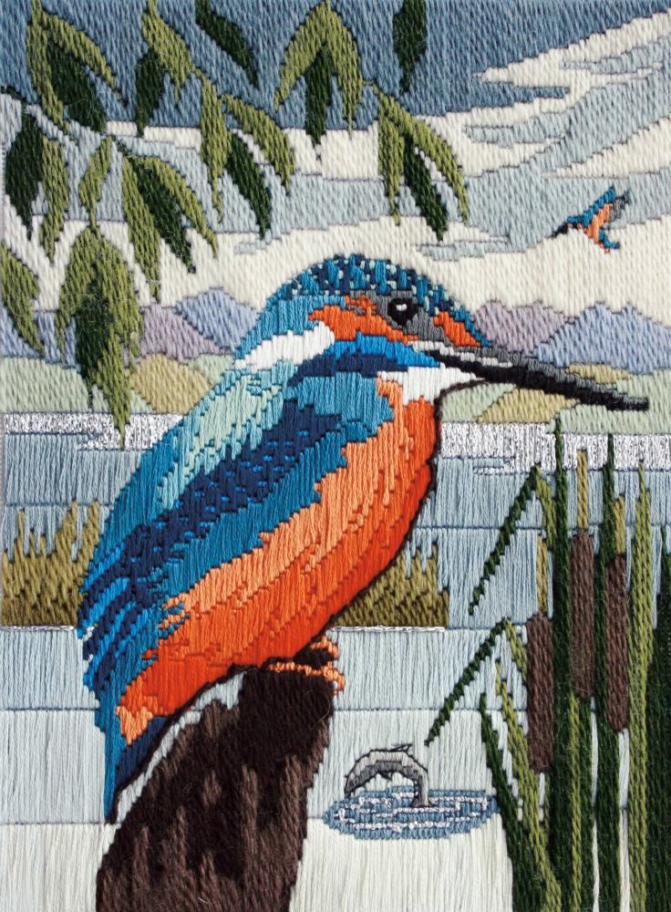 Kingfisher in Silks Long Stitch