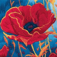Poppy Head - Wool Long Stitch