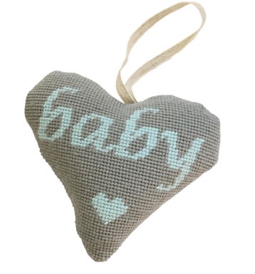 Baby Boy (Blue on Grey) Lavender Heart Tapestry Kit