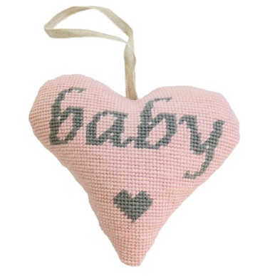 Baby Girl (Grey on Pink) Lavender Heart Tapestry Kit