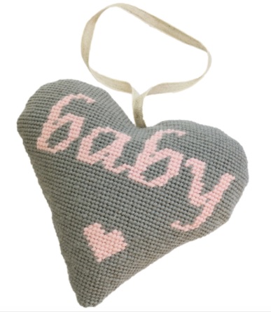 Baby Girl (Pink on Grey) Lavender Heart Tapestry Kit