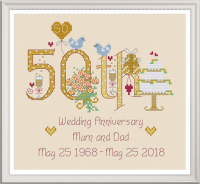 <!-- 027 --> 50th Anniversary Numbers (Golden) - Nia Cross Stitch