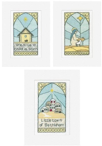 Stained Glass Christmas Cards - (Pack B) Set of 3