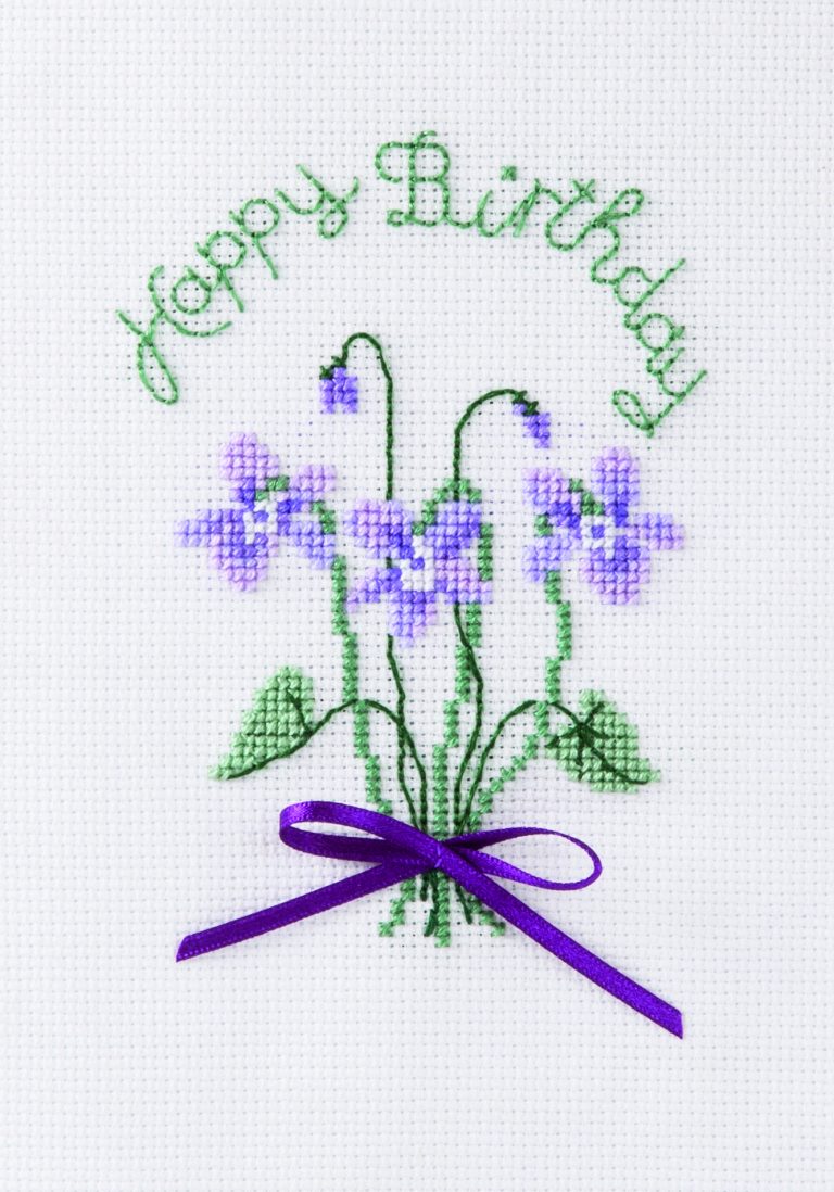 Violets - Birthday Cross Stitch Card Kit