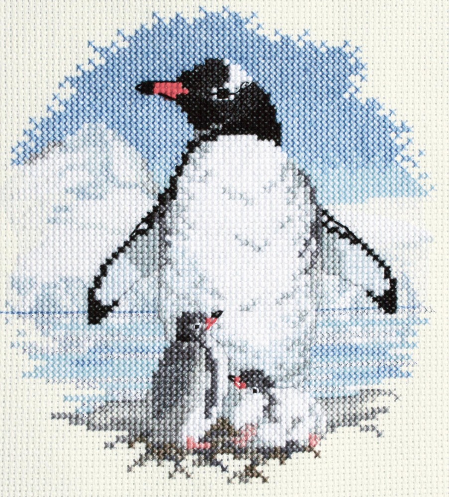 Penguin and Chicks Cross Stitch