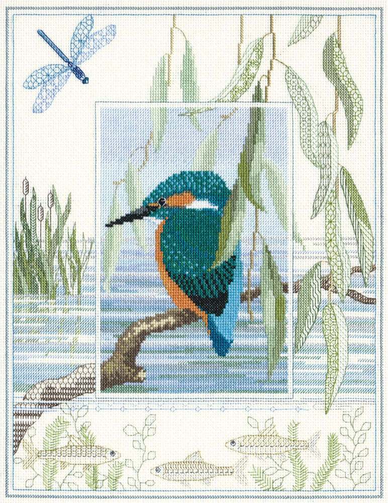 Kingfisher Cross Stitch and Blackwork