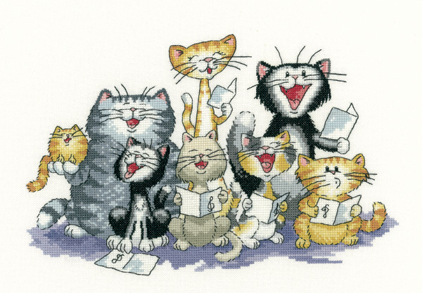 The Choir - Peter Underhill Cat Cross Stitch  (Aida)