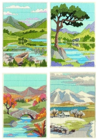 Mountain Seasons - Wool Long Stitch Set of 4