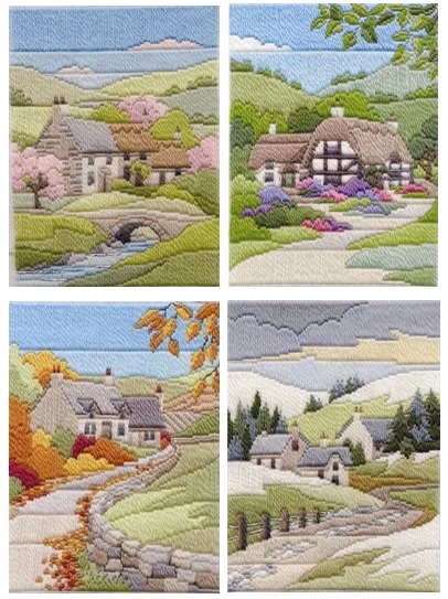 Cottage Seasons - Wool Long Stitch Set of Four