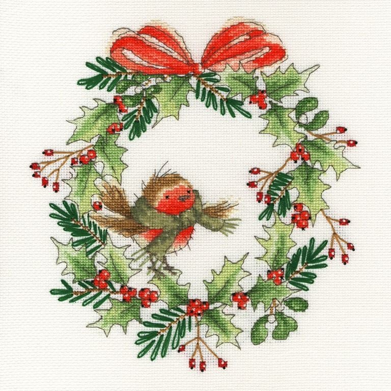Robin Wreath Cross Stitch - Bothy Threads