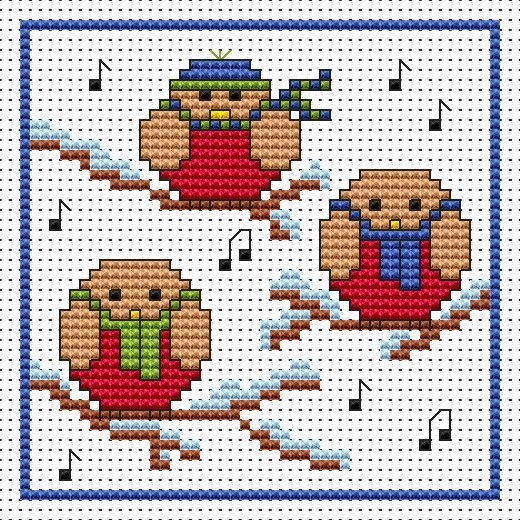 Rockin Robins Christmas Cross Stitch Card