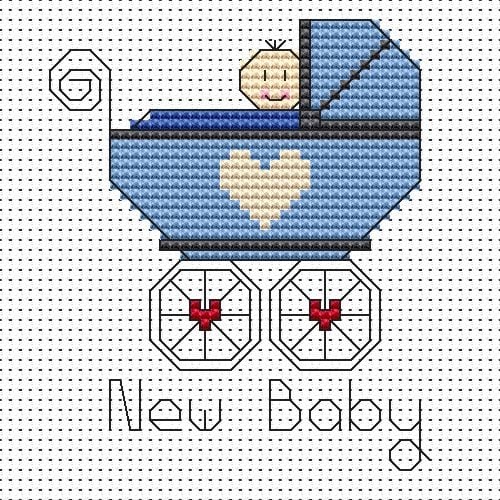 New Baby Boy Cross Stitch Card