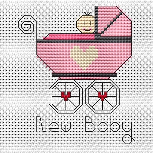 New Baby Girl Cross Stitch Card