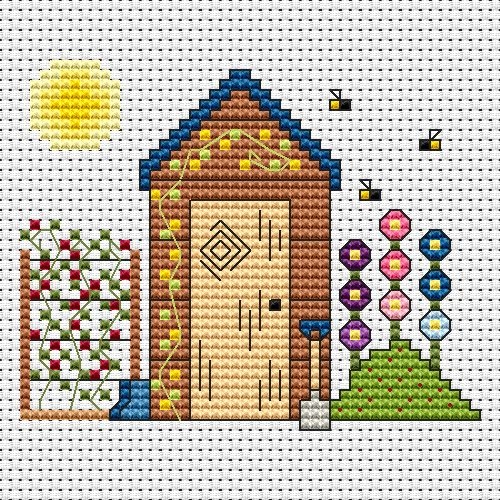Garden Shed Cross Stitch Card