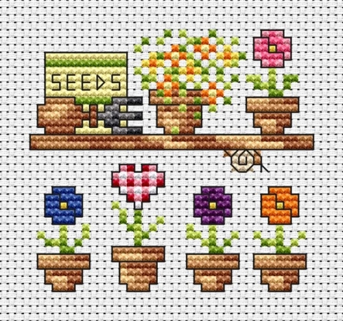 Garden Shelf Cross Stitch Card
