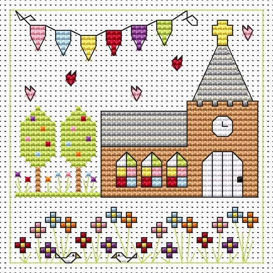 Church Celebration Cross Stitch Card (Wedding)