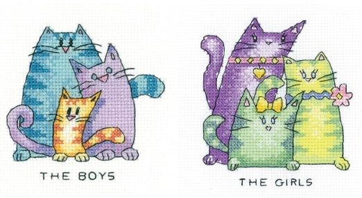 The Boys and The Girls -2 Cat Cross Stitch Kits
