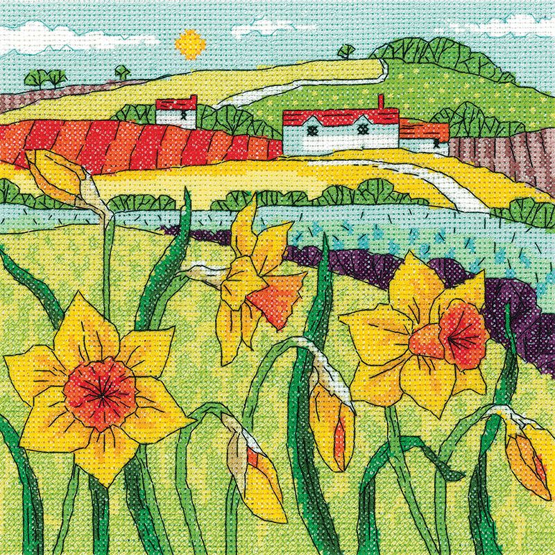 Daffodil Landscape - Heritage Crafts Cross Stitch
