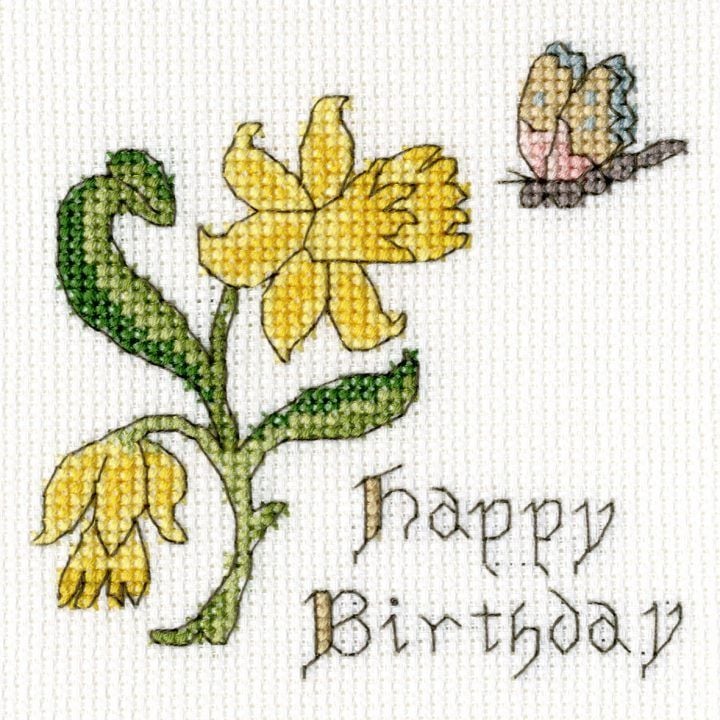 Daffodil Birthday Cross Stitch Card