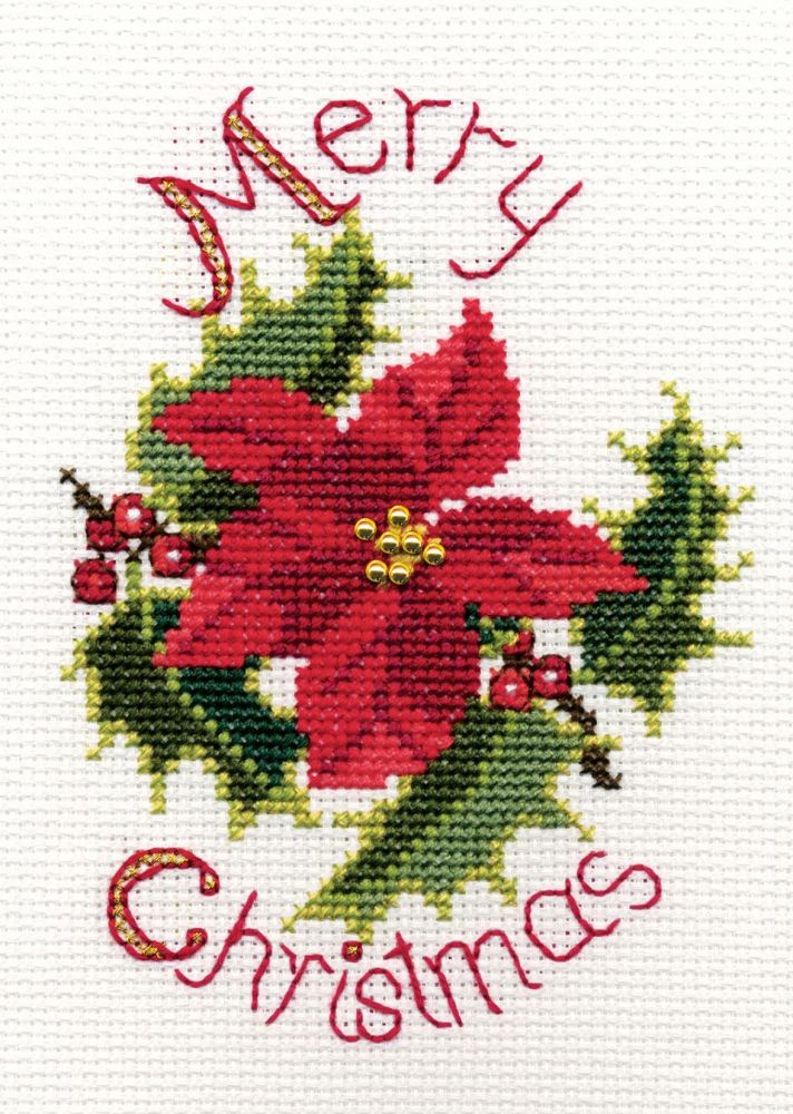 Poinsettia and Holly - Christmas Card