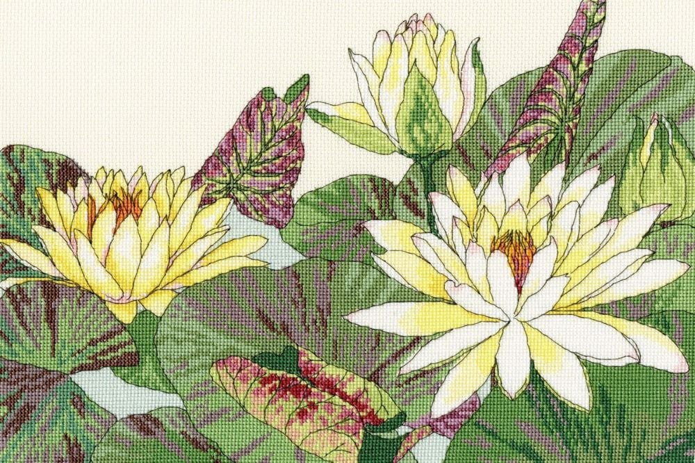 Water Lily Blooms - Floral Cross Stitch