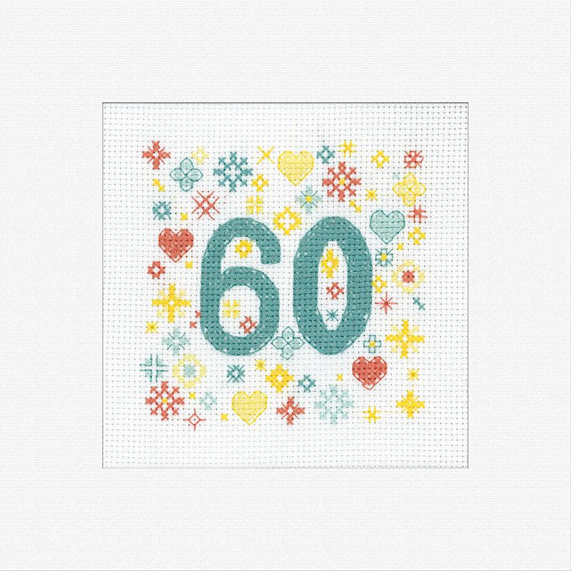60th Cross Stitch Card Kit - Heritage Crafts