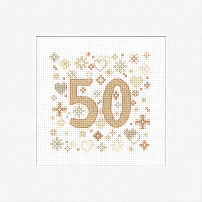 50th Cross Stitch Card Kit Heritage Crafts