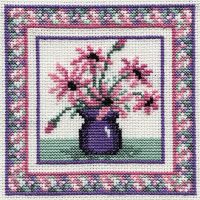 Pink Daisies Cross Stitch