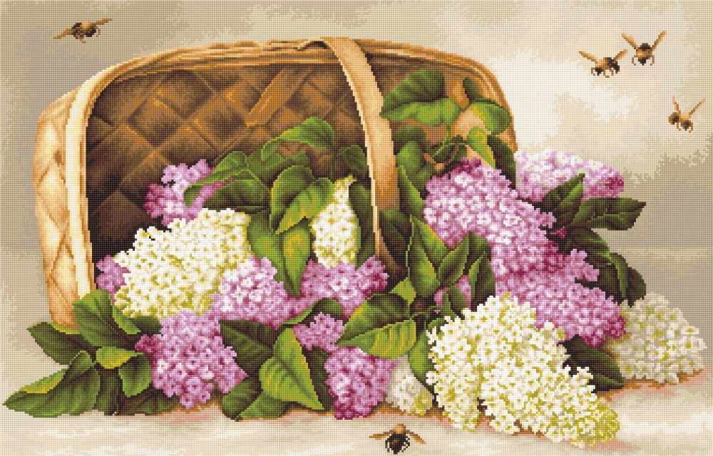 Basket of Lilacs - Petit Point Kit - Luca-S