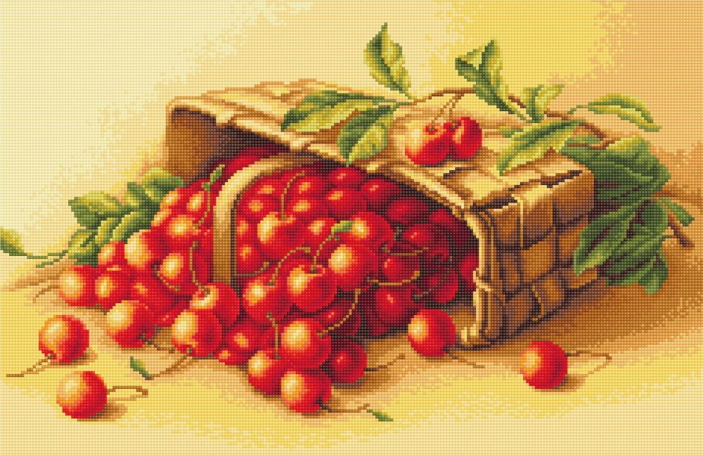 Basket of Cherries - 25 count Petit Point Kit - Luca-S