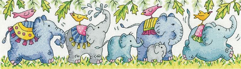 Elephants on Parade Cross Stitch - Heritage Crafts