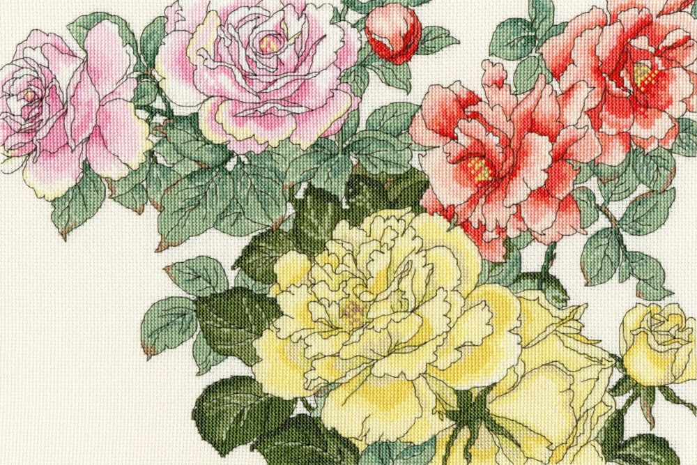 Rose Blooms - Floral Cross Stitch