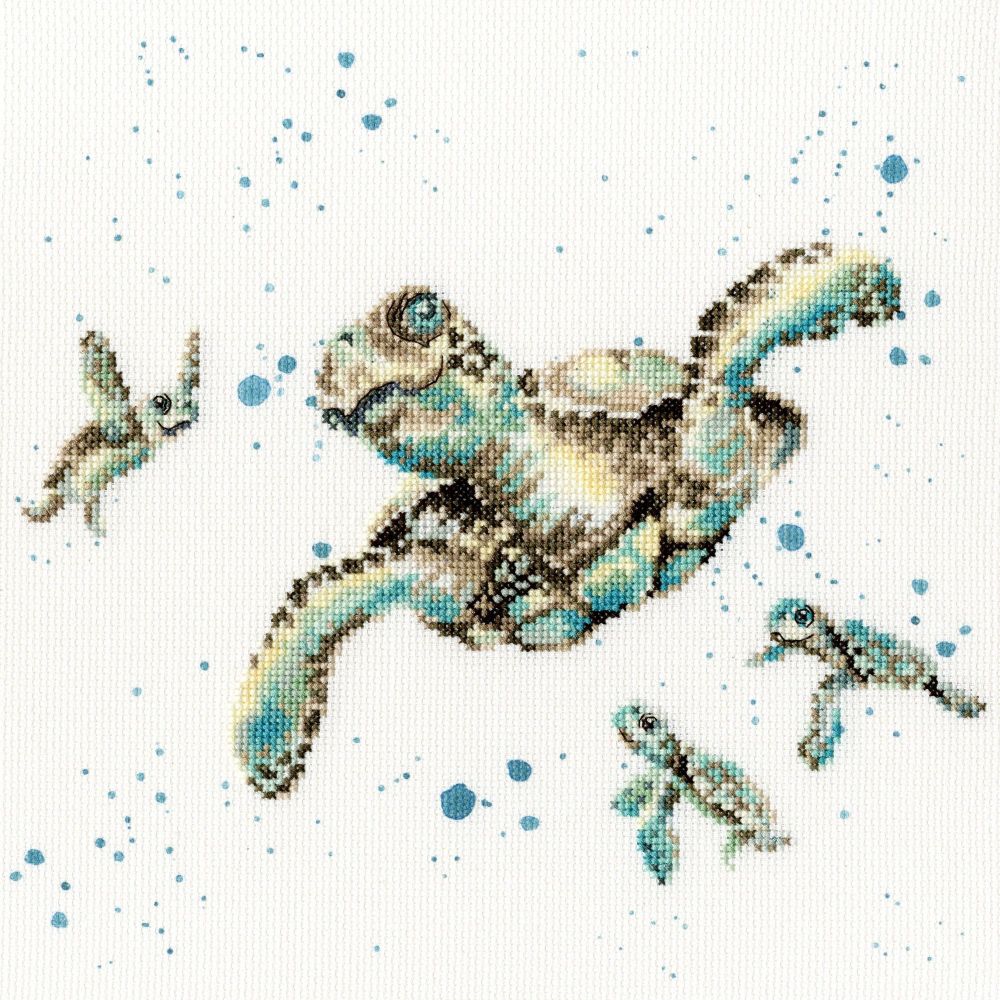 Swimming School Turtle cross stitch - Hannah Dale