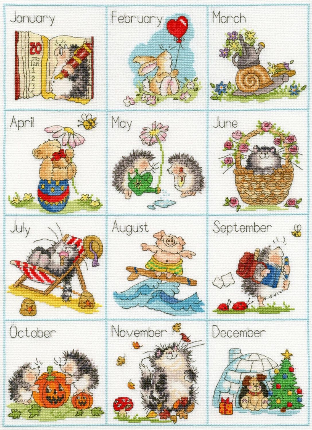 Calendar Creatures Cross Stitch - Margaret Sherry