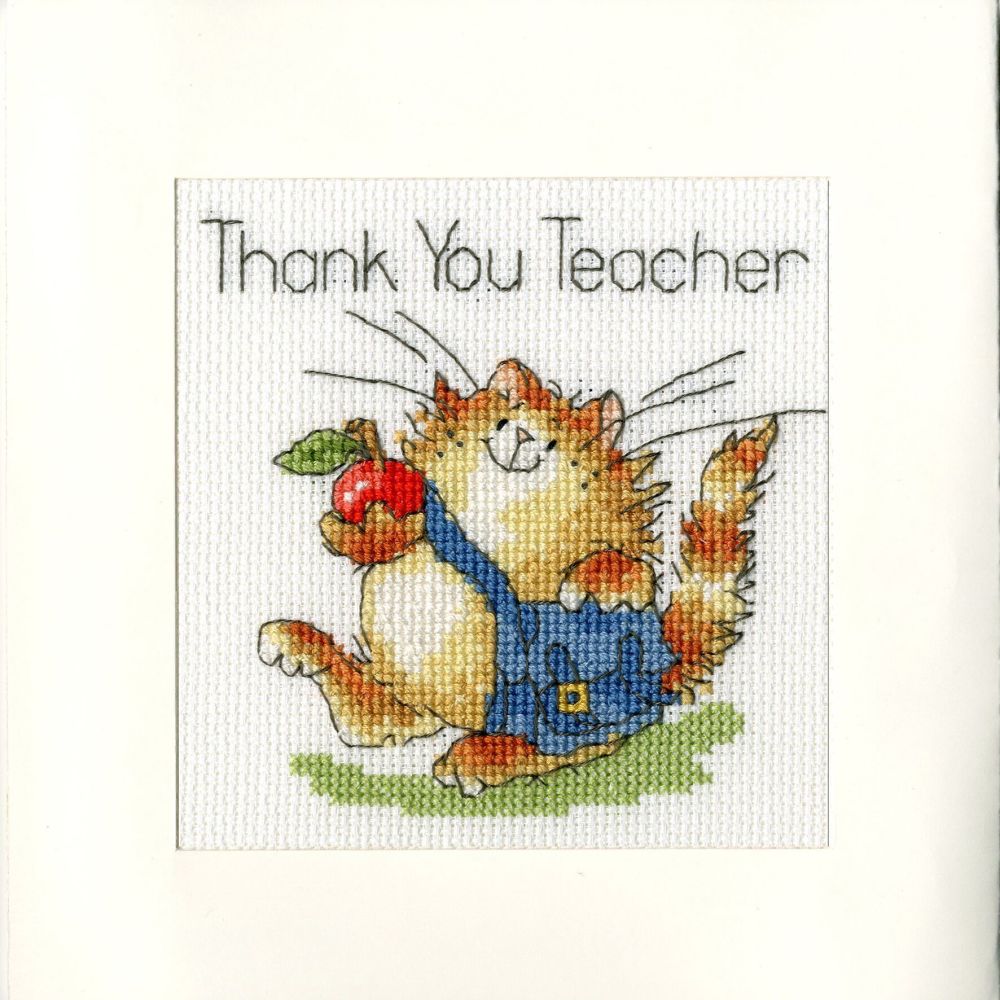 An Apple for Teacher Cross Stitch Card