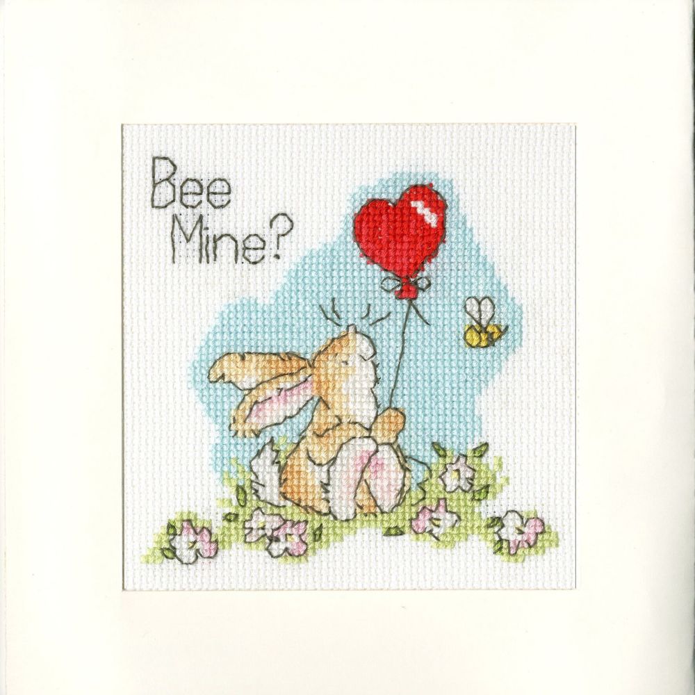 Bee Mine Valentines Cross Stitch Card