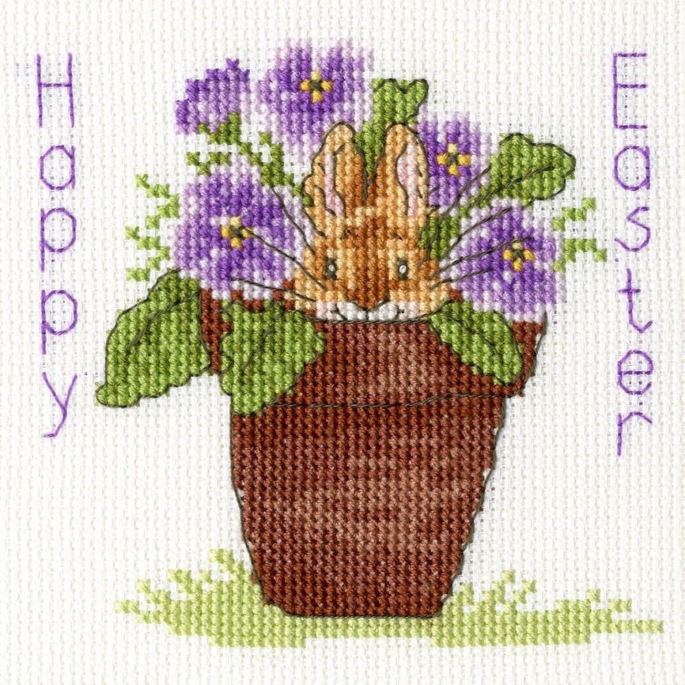 Easter Bunny Cross Stitch Card